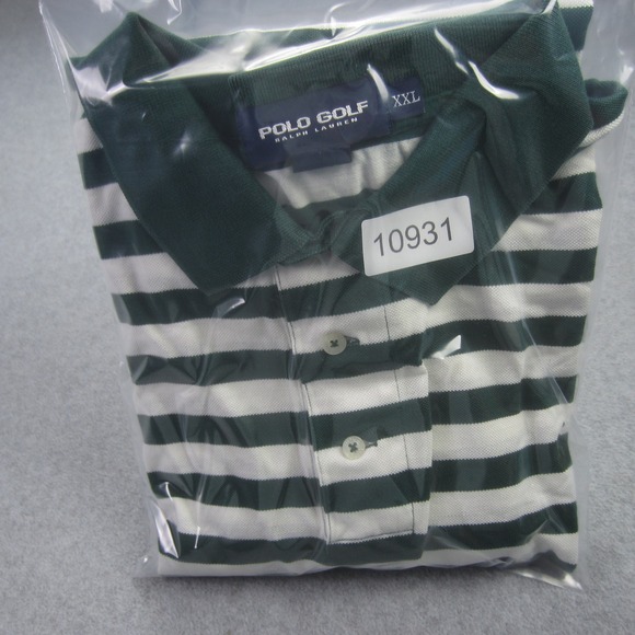Ralph Lauren Polo Golf Shirt Mens XXL Green Striped Long Sleeve Rugby Preppy - Picture 12 of 12